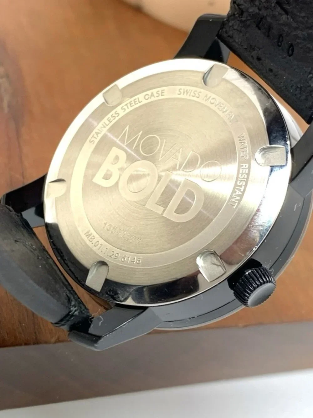 Movado Men's Watch 3600297 Bold Swiss Quartz Black Dial Leather Strap 42mm